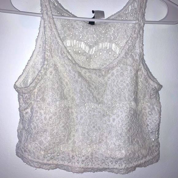White Crocheted Crop Top - Picture 1 of 2